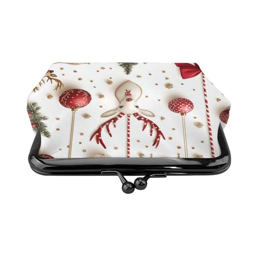 Pu Leather Buckle Coin Purse Winter-Christmas-Wonderland Girls Kiss-Lock Change Purse Wallets2