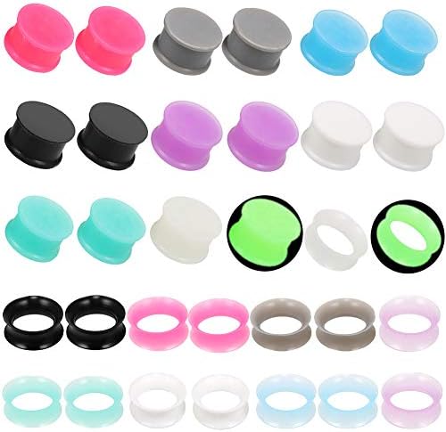 Jusway Gauges for Ears Silicone Ear Plugs and Tunnels Ear Stretching Plugs Lobe Tunnles 2G Gauges(32PCS)