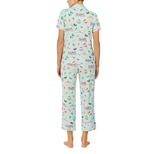 Image of kate spade new york Brushed Jersey Short Sleeve Cropped PJ Set Board Walk XS