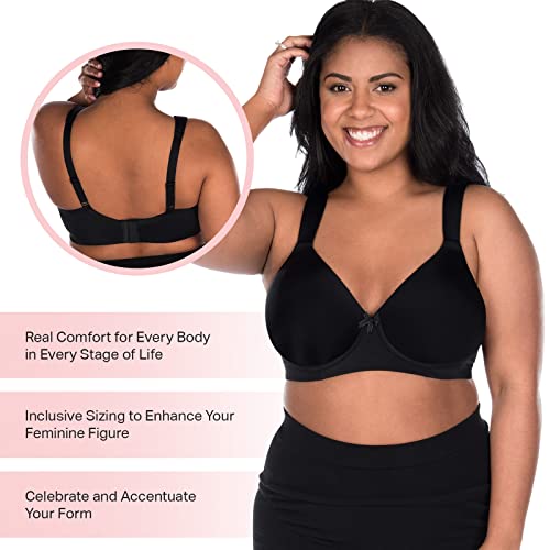 Leading Lady The Brigitte Classic T-Shirt Wirefree Bra - Padded Bras For Women - Womens Wireless T-Shirt Bras Plus Size. Black #TOP3