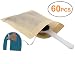 Tea Filter Bags, Disposable Teabags for Loose Leaf Tea and Coffee with Drawstring, Elephant Card Cup Tag and Tea Spoon by EaseTea (Natural Wood Color,60PCS)