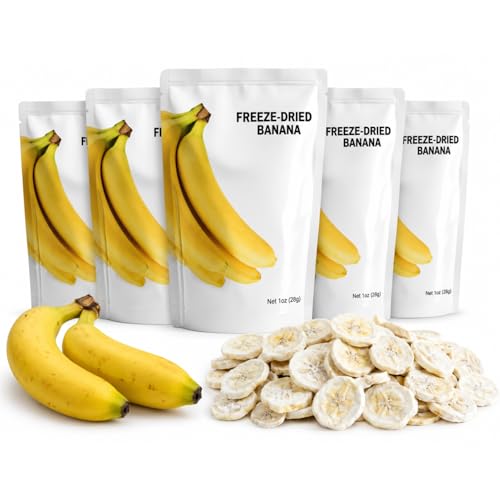 Wise Harvest Freeze-Dried Bananas, Sliced, Five 1 oz bags