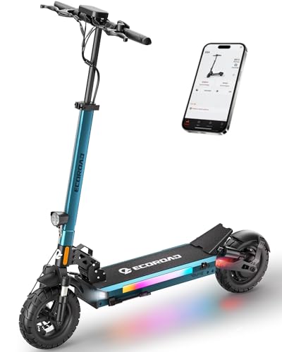 Image of ECOROAD Electric Scooter Adults ES6, 1000W Motor & 31MPH Portable E-Scooter, Up to 37+ Miles Range, 10 inch Off-Road PneumaticTires, Dual Suspension & Brakes System, RGB Lights & APP Control with Bag