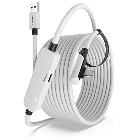 Syntech Link Cable 5m Compatible with Oculus/Meta Quest 2 Accessories VR Headset, Separate USB C Charging Port for Sufficient Power, USB 3.0 to Type C Cord LED Light for Steam VR/Gaming PC Cover