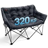 EVER ADVANCED Campingstuhl Faltbar 124CM Breit Campingsofa für 2 Personen Faltsofa 320KG Belastbar, Campingcouch Dick Gepolstert Klappstuhl XXL 2 Sitzer Hohe Lehne für Outdoor Garten Balkon Indoor