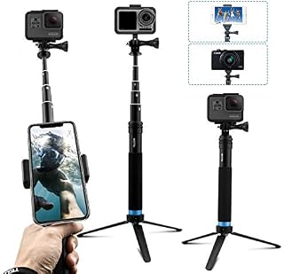 AFAITH Upgraded Pole for GoPro, Aluminum Alloy GoPro Selfie Stick with Stable Tripod