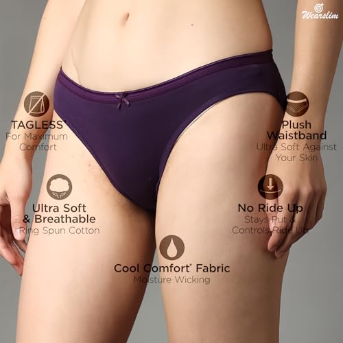 Image of Wearslim Premium Women Soft and Comfortable Women's Cotton Bikini No Show Panty | Ladies Invisible Breathable Briefs Soft Stretch Hipster Underwear