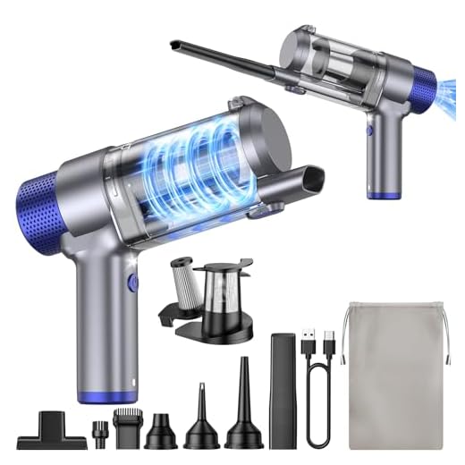 JONYJ Handheld Car Vacuum Cleaner Cordless, 16000PA Hand Held Vacuum Portable, 2 in 1 Air Duster and Mini Vacuum Cleaner Rechargeable with LED, Multi-Nozzles & Washable Filters for Home Office Car Pet