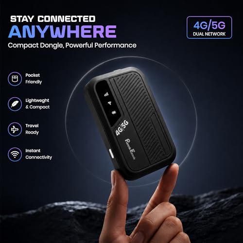 Image of PunnkFunnk 4G /5G LTE WiFi Dongle, SIM Card Slot with Up to 300Mbps WiFi Hotspot, Hotspot Device with All Sim Network Support, 3000Mah Battery, High-Speed Wireless Internet (Black)