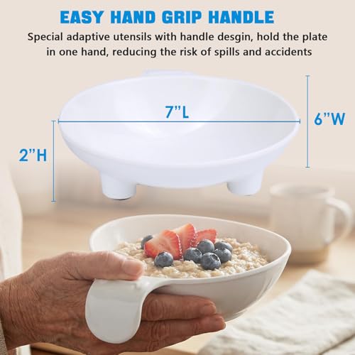 Elderly Scoop Plates with Handle - Eating Aid Assistant for Scooping Food, Dining One Handed Adaptive Guard for Disabled - Image 3