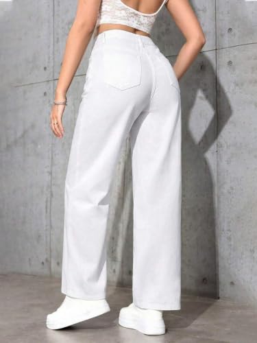 Image of Celary Women High Waisted Wide Leg Jeans||Stretch Denim Palazzo Pants||Casual Loose Fit Straight Jeans for Women & Girls