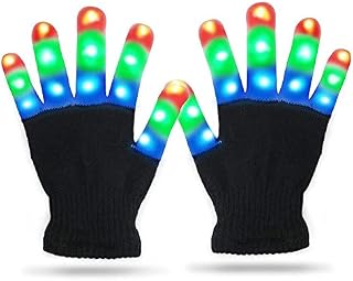 Mrinb LED Gloves Kids,Light Up Hand Gloves,Children LED Finger Light Up Gloves Colorful Glow Flashing Novelty Toys Adult Kids For for Birthday Christmas Halloween Club Party Supplies-7 Light Modes