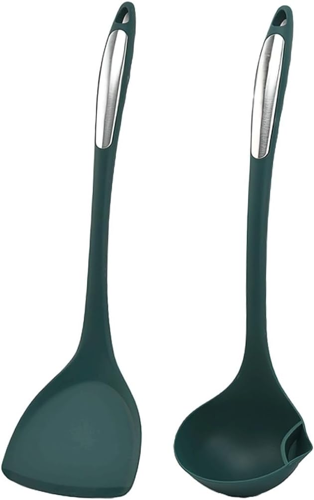 Non Stick Cooking Spatula Silicone Kitchen Spoon Colander Rice Frying Shovel(D)