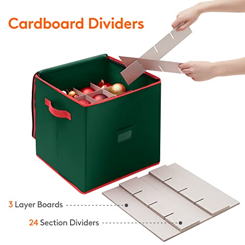 Lifewit Christmas Ornament Storage Container With Dual Zipper Closure - Box Contributes Slots For 64 Holiday Ornaments 3-Inch, Xmas Decorations Accessories, Made Of Nonwoven Material, Green #TOP2