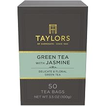 Taylors of Harrogate Green Tea with Jasmine, Pillow Tea Bags, 50 Count Pack of 6, Delicate, Floral and Sweet, Caffeinated, Enjoy Hot or Iced, 300 Teabags Total