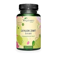 Vegavero Ceylon Zimt Kapseln hochdosiert (120 vegane Kapseln) - 2500 mg Zimtextrakt (10:1) - Echter Zimt, kein Cassia – Cumarinarm, laborgeprüft - 4 Monate Vorrat – Zimtkapseln ohne Zusatzstoffe