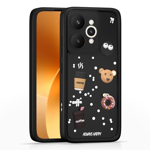 Image of Bintage Cute Fun Taddy| 3D Ball Bear| Donut| Coffee Rubber Case Full Body & Camera Protection Back Cover Compatible for Realme 15 5G - Black