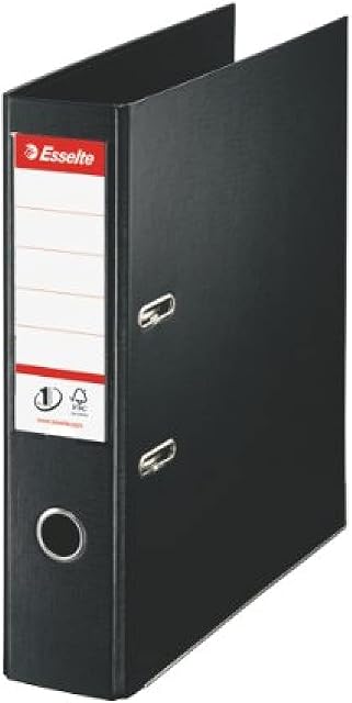 Esselte A4 Lever Arch File, Black, 72 mm Spine, Plastic, Vivida Range, 811370
