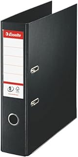 Esselte A4 Lever Arch File, Black, 72 mm Spine, Plastic, Vivida Range, 811370, 500 Sheets Capacity