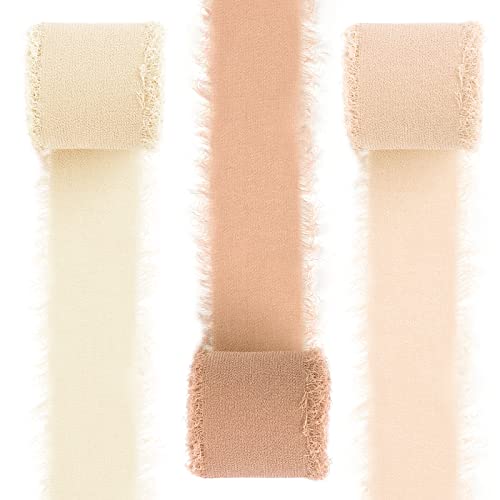 GoldOars cinta de gasa arco cinta decorativa cinta de regalo de la boda, cintas de regalo de la tela de la boda, cintas de tela para bodas, bautizos, 38 mmx 6 m (Beige, color carne, marrón claro) Cover