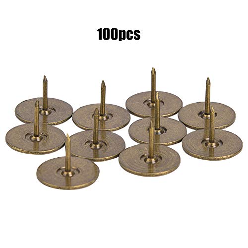 Jenngaoo 100 Stück Polsternägel, Flachkopf Reißnadel Sortimentssatz Möbel Nägel Eisen Künstlerbedarf Zubehör für Tür Sofa Polsterdekoration - Cyan Bronze(19 x 15MM)