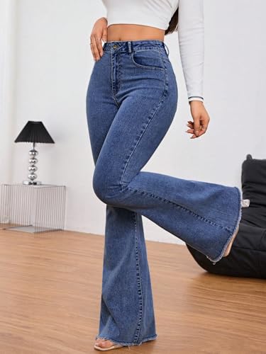 Image of KOTTY Women's Bootcut Flare Jeans with Slim Fit Thigh and Wide Hem Design
