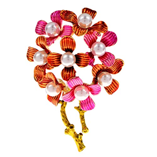 Broches à fleurs en émail haut de gamme avec perles pour tenue de fête