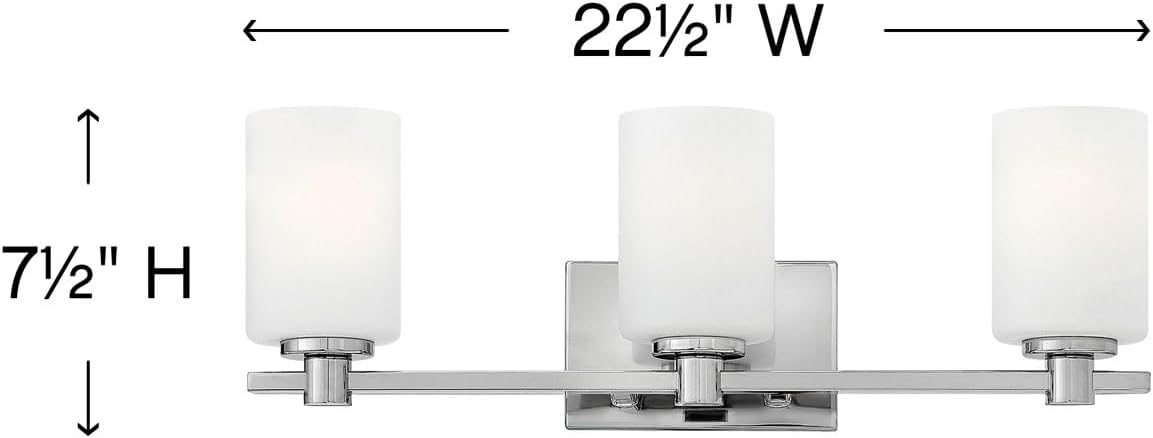 Hinkley Karlie Transitional Three Light Bathroom Vanity Fixture, Chrome