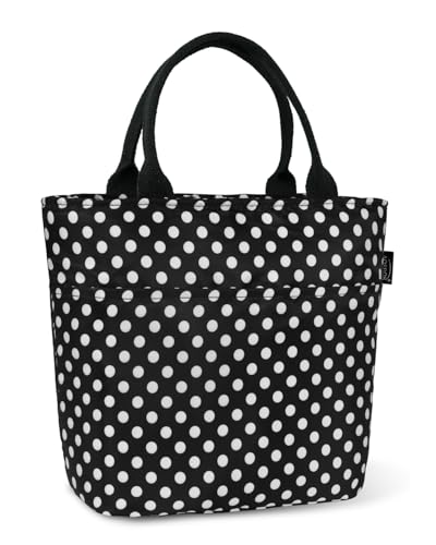 Aosbos Lunch Tote Bag, Insulated Lunch Box for Women, Leakproof Lunch Cooler Purse for Work, Polka Dot