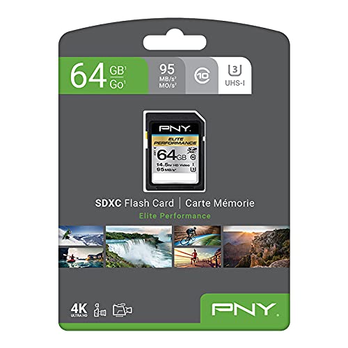 PNY 64 GB Elite Performance Class 10 U3 SDXC cartão de memória flash