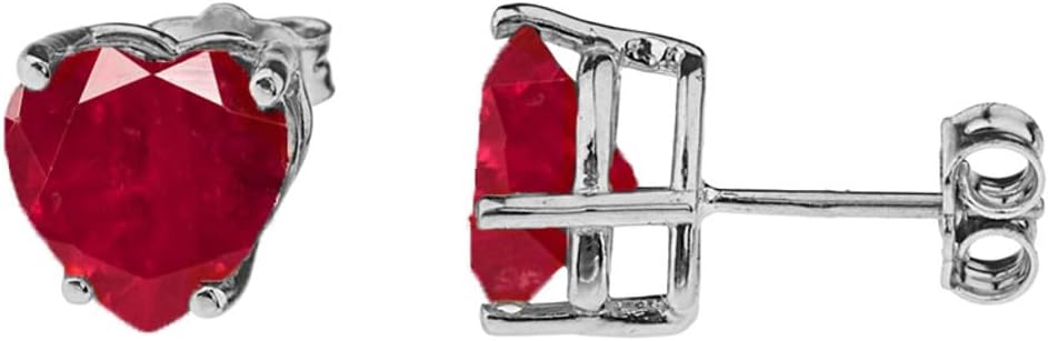 Solid 10k White Gold Personalized Heart-Shaped Birthstone Earring