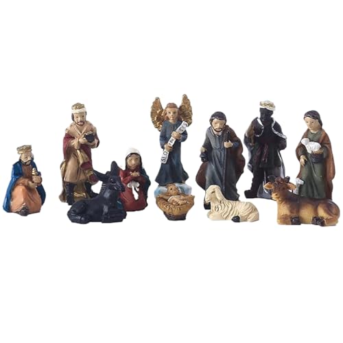 Baobiutin Nativity Set 11Pcs/Set Realistic Nativity Scene With Baby Jesus and Animals Resin Christmas Ornaments Traditional Christmas Decoration for Home Decor,Nativity Sets & Figures,Nativity Set