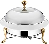 Catering Round Farking Dish Ban Buffet Buffet Catatering Bandeo de Agua Baño de Agua para la Fiesta de Cocina Bodas de Comidas Eventos, Oro Blanco, cerámica, 22 cm