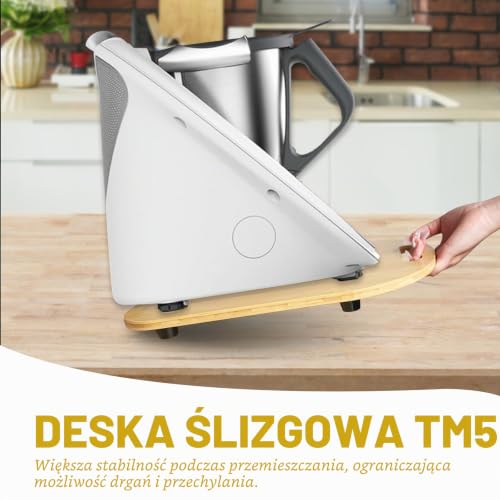 TM6 podkładka z drewna für Thermomix, deska ślizgowa do für Thermomix, uniwersalna deska przesuwna TM5, bambusowa deska do szybkiego przesuwania, akcesoria do miksera stojącego, robota kuchennego