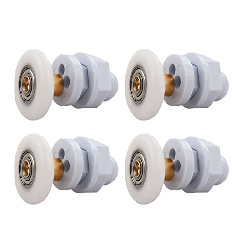 Qikuver 4PCS Shower Door Rollers, Copper Rod Pulley, Strong Load-Bearing Capacity