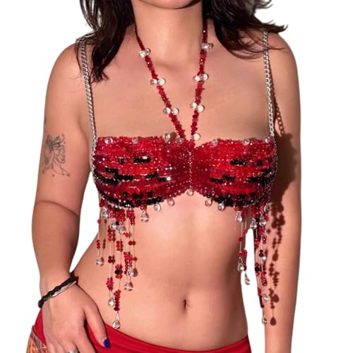 Catena per il corpo con perline multistrato catene pettorali festival rave imbracatura accessori gioielli per donne ragazze multistrato