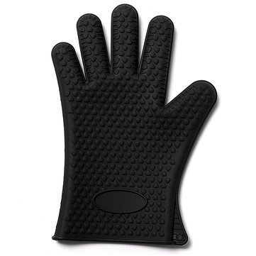 3NH Thicken Silicone Heat Resistant Grilling Antiskid Bbq Cooking Protective Gloves-Black : Black