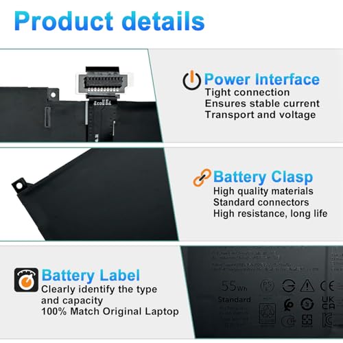 Image of MN79H Laptop Battery for Dell XPS 13 Plus 9320 P151G Series