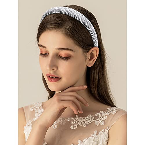 Atoden Rhinestone Headbands For Women Non Slip Fashion Diamond Headband Crystal Glitter Thin Headbands White Head Bands For Women's Hair Sparkly Silver Hair Bands Bling Rhinestone Headpiece Sparkle Hair Hoop Hair Accessories For Women Girls #TOP1