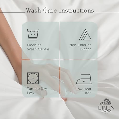 Image of Linen Home 100% Cotton Percale Sheets Queen Size, Pastel Turk, Deep Pocket, 4 Pieces Set - 1 Flat, 1 Deep Pocket Fitted Sheet and 2 Pillowcases, Crisp Cool and Strong Bed Linen