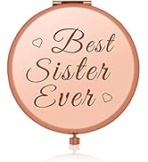 Best Sister Ever Gifts Friendship Gifts for Women Rose Gold Compact Mirror Best Friend Birthday G...