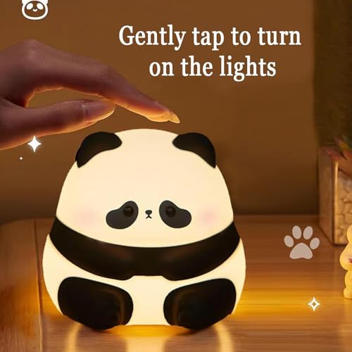 Image of PLUSPOINT Cute Panda LED Light for Kids Portable USB Rechargeable Squishy Lamp for Bedroom Decor Silicone Kawaii Gift for Kids Birthday Color Changing Night Lamp for Baby (Panda)