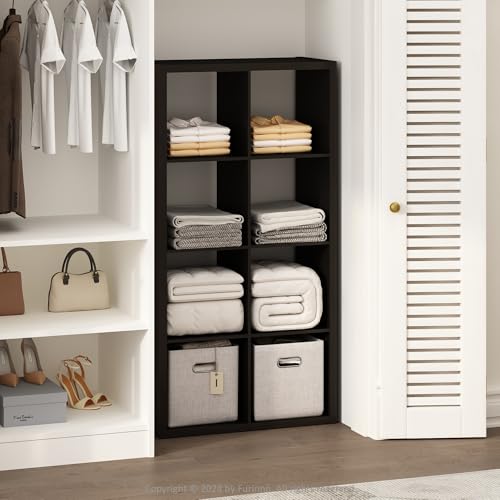 Image of Furinno Cubic Extra Thick 8-Cube Closet Organizers and Storage, Dark Oak | 14.6 x 30 x 58 in, Open Shelf Closet Storage, Closet Organizer, for Wardrobe, Bedroom, Living Room