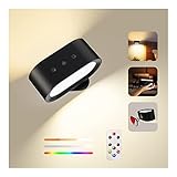 Deyagoo UP&Down LED Wall Sconce, Removable Charging Wall Mounted Lamps with Battery Operated, RGB Am