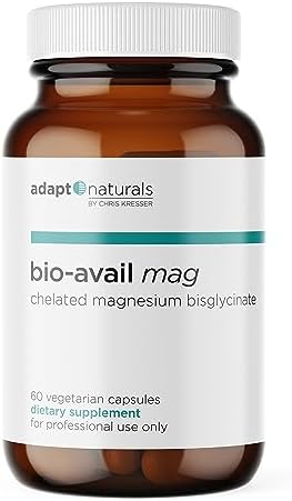 Adapt Naturals Bio-Avail Mag – Bioavailable High Absorption Magnesium Supplement- Chelated Magnesium Bisglycinate Capsules- Sleep, Stress Relief, Joint Support Supplement- 60 Capsules