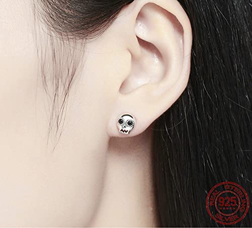 Pendiente de tuerca de calavera plata 925 mujer para joyería de fiesta de Halloween 2