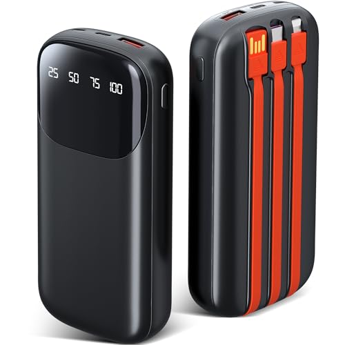 Newest 46800mAh 65w Power Bank Battery Pack, Portable Phone Charger with Built-in 3 Cables, Pocket Size, 3 Charging Ports, Smart Digital Battery Display, for iPhone/Tablet
