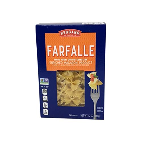 Reggano Classic Durum Semolina Low Fat Sodium Free Farfalle Bow-Tie Macaroni Pasta