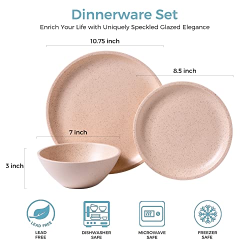 Gbhome Stoneware Dinnerware Sets,Handcrafted Ceramic Plates And Bowls Sets,Highly Chip& Scratch Resistant | Dishwasher & Microwave& Oven Safe Dishes Set- Service For 4 (16Pc) -Matte Yellow #TOP1