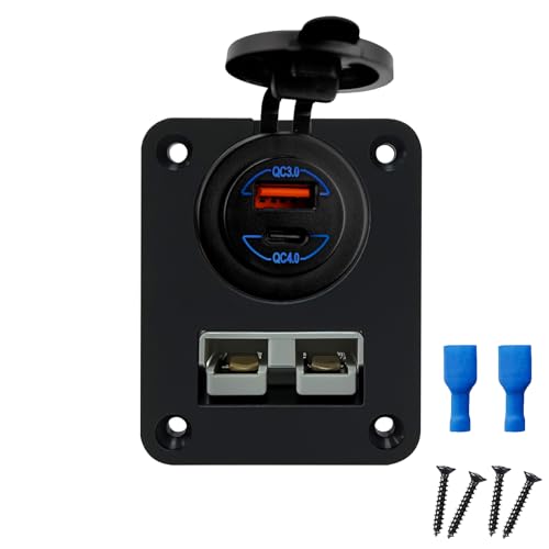Heavy-Duty 50A SB50-Style Power Panel 60W QC4.0 PD QC3.0 Dual USB Charger Flush Mount 12V Outlet for RV Boat Truck